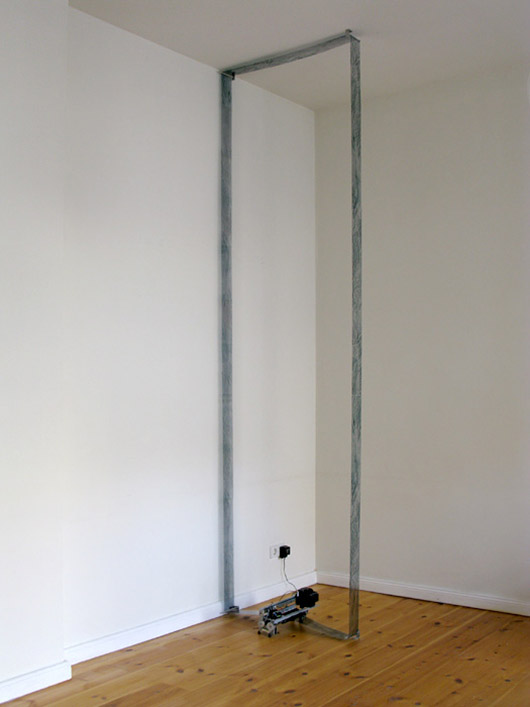 [Study for] A Single Composite [poly4] (2011), acetate film, aluminum, motors, electronic components, satellite photographs