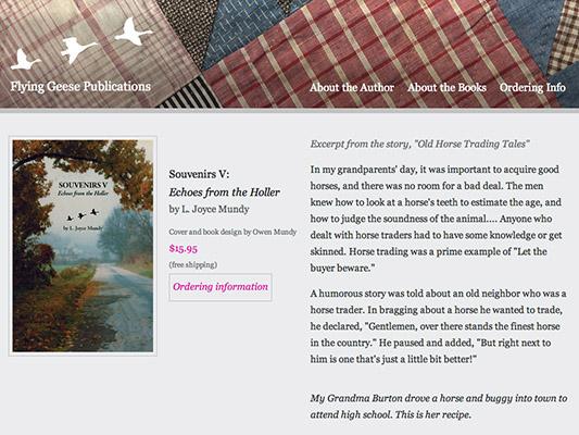 Flying Geese Publications website and book design