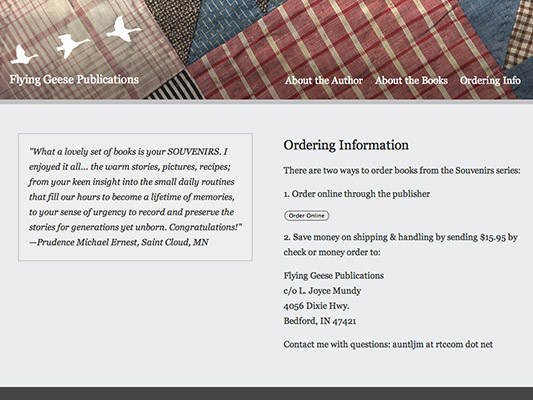 Flying Geese Publications website and book design